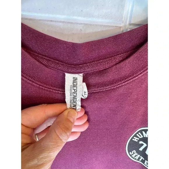 SM Double sided Independent Trading Co. Long Sleeve Shirt Maroon heavy cotton - Picture 5 of 8